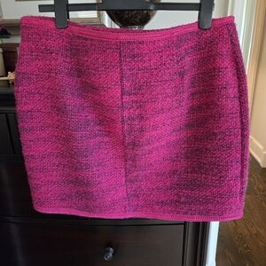 Aqua Tweed Mini Skirt, Sz Xl, Burgandy Pink w/ Black Accent
